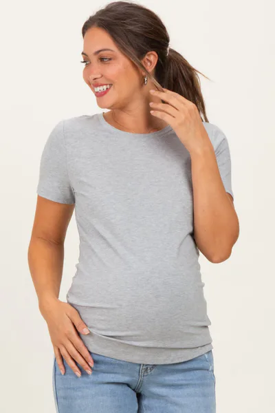 PinkBlush Heather Grey Basic Short Sleeve Maternity Tee