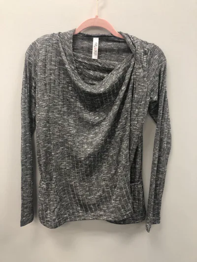 Latched Mama Outlet 5961 - Latched Mama Convertible Nursing Cardigan - Ribbed Charcoal - Extra Extra Small