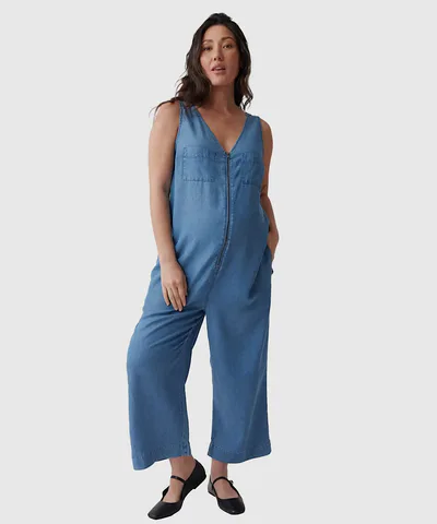 Bump City The Zip Front Chambray Jumpsuit