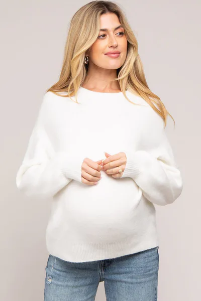 PinkBlush Ivory Bubble Sleeve Maternity Sweater
