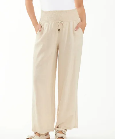 Bump City The Indi Wide Leg Linen Pant (Natural)