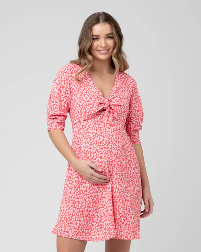 Ripe Maternity Harriet Tie Front Dress  Red / Lilac