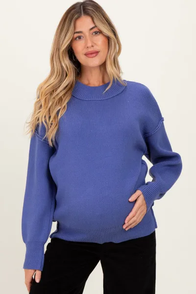 PinkBlush Purple Wide Neck Drop Shoulder Maternity Sweater