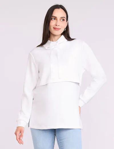 Motherhood Maternity Funnel Neck Nursing Sweatshirt