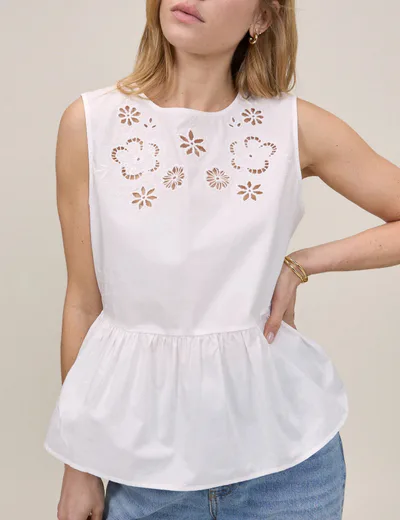 For The Creators Vera Cutwork Peplum Top