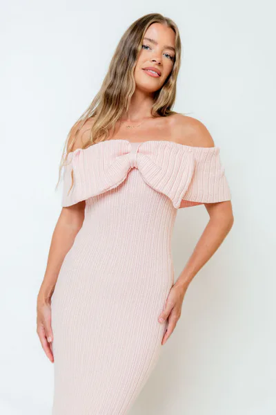 Worth Collective Aston Bow Front Maxi Sweater Dress in Pink - Bump Friendly & Inclusive Sizing - New Soft Premium Luxe Fabric *5/31 PRE-ORDER*