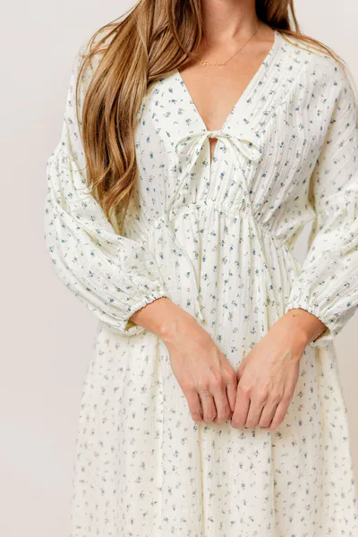 Worth Collective Hunter 100% Cotton Midi Dress in Bluebonnet - Bump Friendly