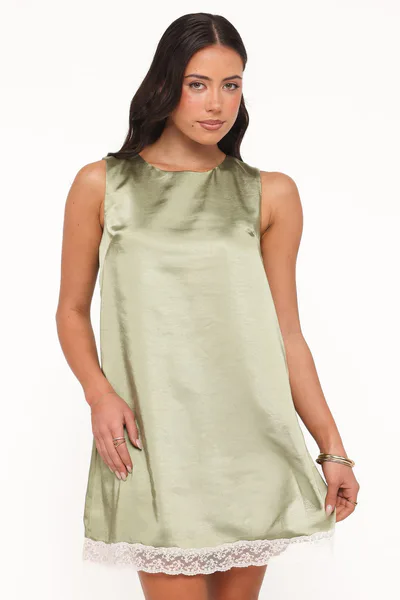 Petal & Pup Gretel Mini Dress - Green/Cream