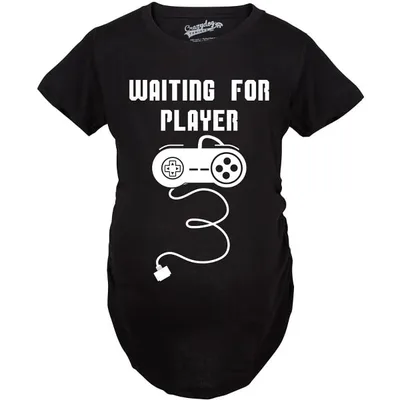 Target Maternity Waiting for Player Funny Pregnancy Shirt Gamer Tee - Crazy Dog Maternity T Shirt For Gamers Black XL