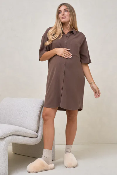 Bae the Label Rest Easy Linen Dress - Chocolate