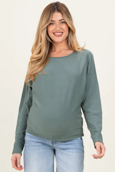 PinkBlush Dark Jade Dolman Sleeve Maternity Knit Top