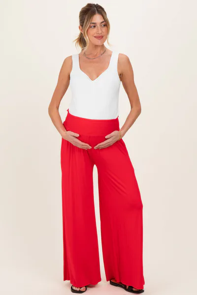 PinkBlush Ruby Smocked Waist Wide Leg Maternity Pants