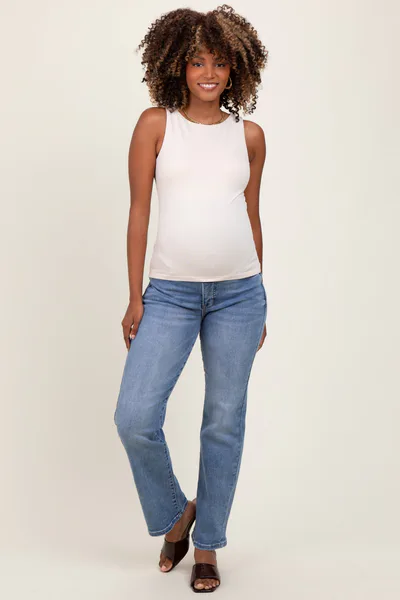 PinkBlush Blue Ankle Straight Leg Maternity Jeans