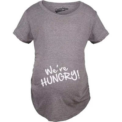 Target Maternity We're Hungry Funny Baby Bump Pregnancy Announcement T shirt - Crazy Dog Maternity T Shirt For Foodies Dark Grey L