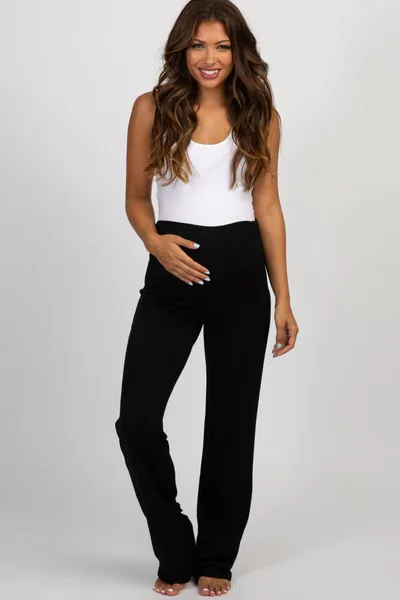 PinkBlush PinkBlush Black Foldover Maternity Lounge Pants