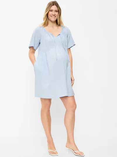 Old Navy Maternity Crinkle Gauze Flutter-Sleeve Mini Swing Dress