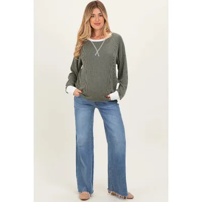 Target Pinkblush Blue Distressed Relaxed Wide Leg Maternity Jeans 25