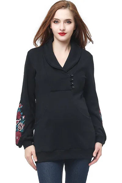Kimi + Kai Kimi + Kai Maternity "Nellie" Shawl Collar Sweatshirt