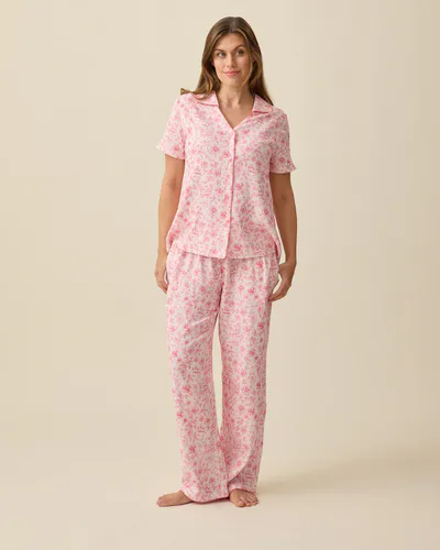 Kindred Bravely Cotton Bamboo Pajama Set | Pink Toile