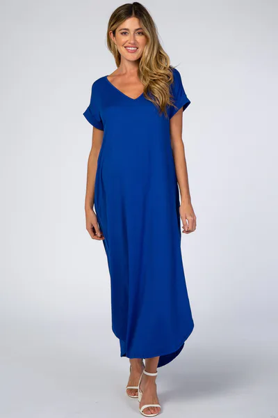 PinkBlush Royal Side Slit Maternity Maxi Dress