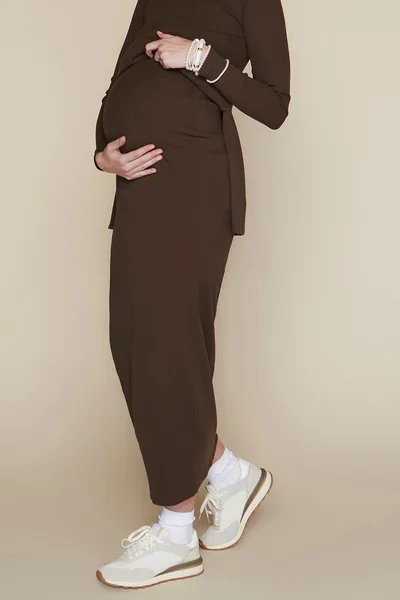 Apparalel Sapphire Maternity Skirt in Rustic Brown