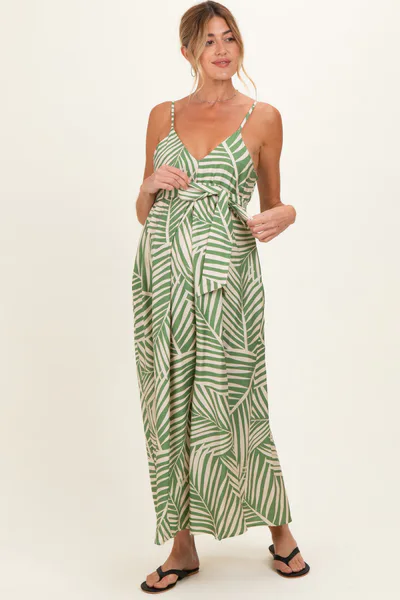 PinkBlush Sage Printed Waist Tie Maternity Maxi Dress