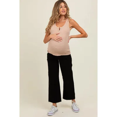Target Pinkblush Black Raw Hem Cropped Wide Leg Maternity Jeans 28