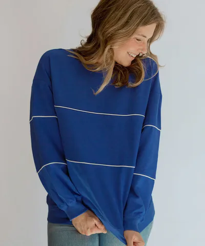 Bump City Relaxed Fit Invisible Zipper Nursing Sweatshirt (Royal Blue)