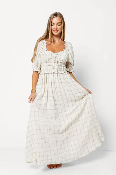 Worth Collective Sydnee Maxi Dress in Natural/Black - Bump Friendly *9/10 PRE-ORDER*