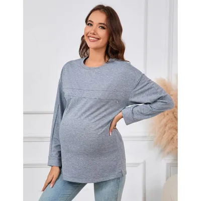 Target Long Sleeve Nursing Pullover Sweatshirt Invisible Comfort Friendly Zipper Tops Maternity Shirts Grey XL