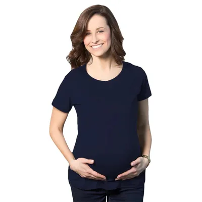 Target Comfortable 3 Pack Maternity Shirts Blank Pregnancy Shirts Plain Fitted Tees - Crazy Dog Maternity T Shirt with Fun Design Navy M
