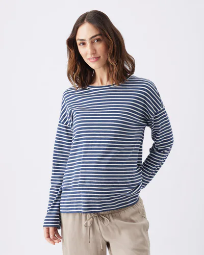 Ingrid & Isabel Ripe Maternity Claudette Long Sleeve Striped Nursing Top