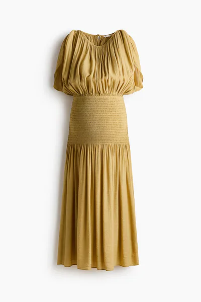 H&M MAMA Smocked Cape-Detail Nursing Dress
