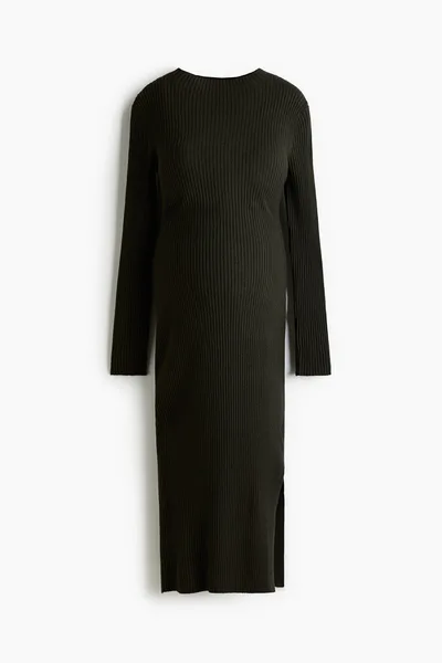 H&M MAMA Rib-Knit Mock Turtleneck Dress