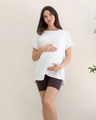 Angel Maternity Reversible Maternity Tee Top in Off White