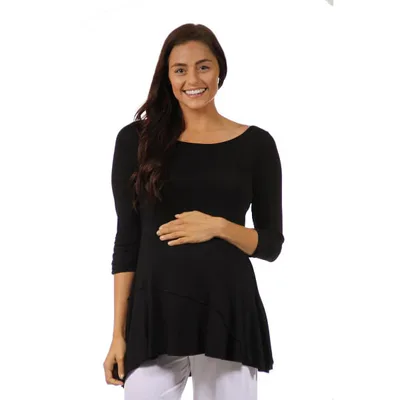 Target 24seven Comfort Apparel Maternity Ruched Sleeve Swing Tunic Top-Black-XL
