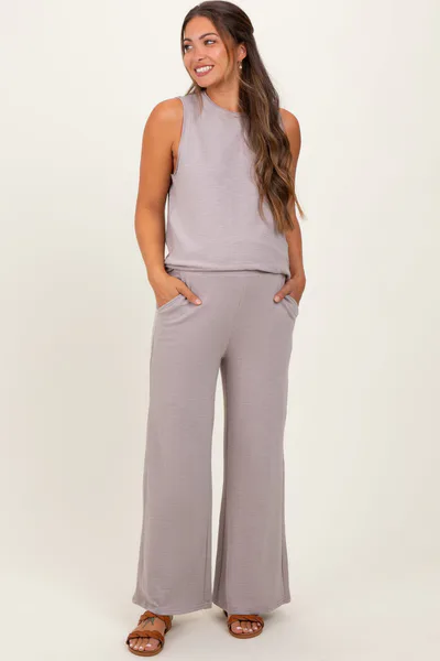PinkBlush Charcoal Slub Knit Maternity Pants Set