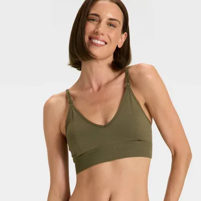 Target Women's Seamless Light Support Nursing Sports Bralette - Auden™ Moss Green L