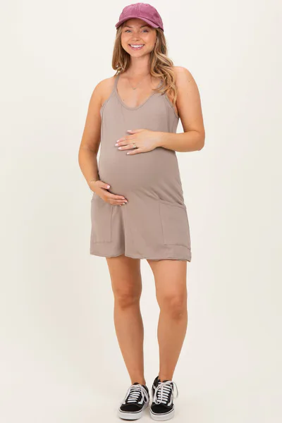 PinkBlush Ash Mocha Racerback Maternity Romper Dress