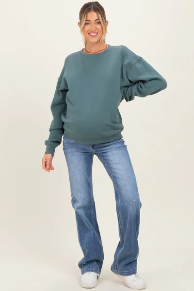 PinkBlush Navy Blue Lightly Distressed Maternity Straight Leg Jeans