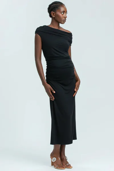 For The Creators The Mulan One Shoulder Maternity Black Dress