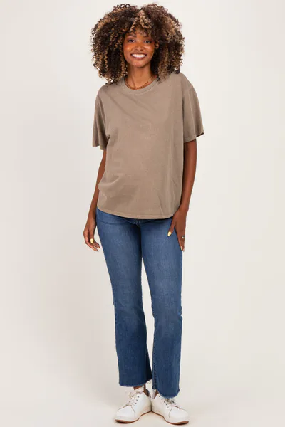 PinkBlush Mocha Maternity Crew Neck T-Shirt
