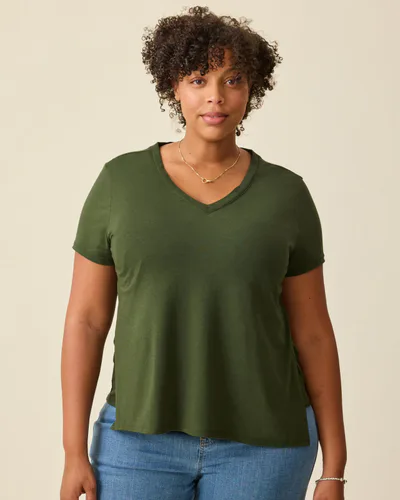 Kindred Bravely Modal V-neck Nursing T-shirt | Deep Olive