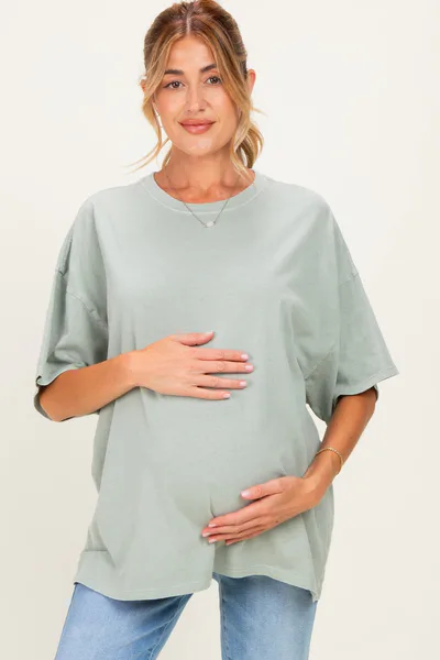 PinkBlush Sage Oversized Mineral Wash Maternity T-Shirt