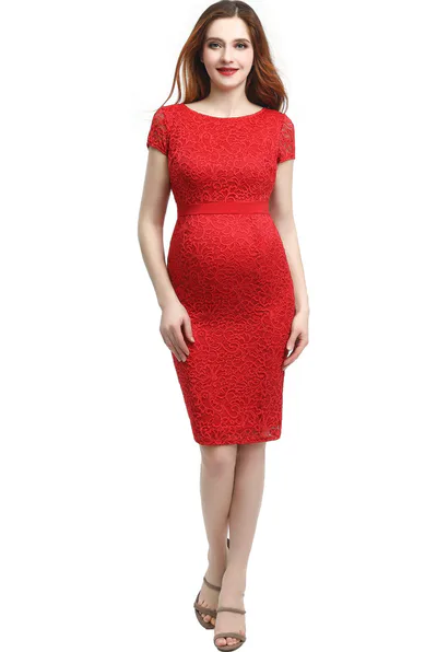 Kimi + Kai Kimi + Kai Maternity "Nancy" Lace Midi Dress