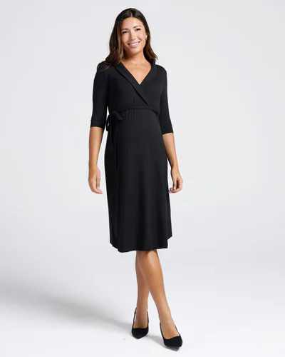 Angel Maternity Eve Maternity Classic Wrap Dress in Black