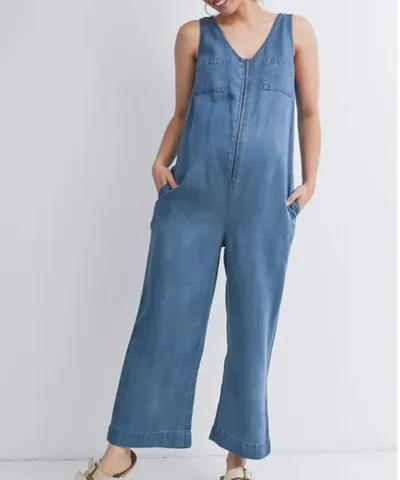 Bump City The Scout Denim Sleeveless Jumpsuit with Pockets