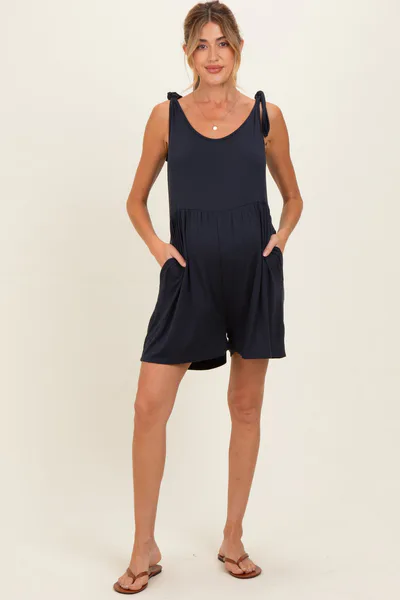 PinkBlush Navy Knot Strap Maternity Romper