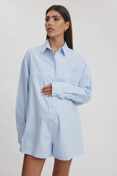 Legoe Heritage Louie Poplin Romper (Sky Blue Stripe)