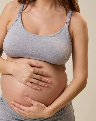 Kindred Bravely French Terry Maternity & Nursing Bralette | Grey Heather